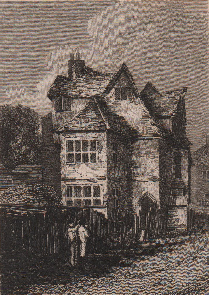 Bishop Bonner's Palace, Lambeth Marsh. Lambeth Palace. Antique print 1817